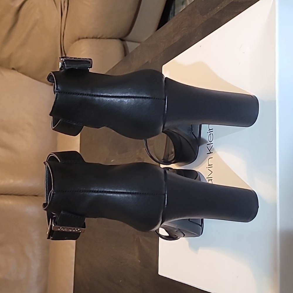 Calvin Klein Black Ankle Strap Heels - Picture 3 of 6